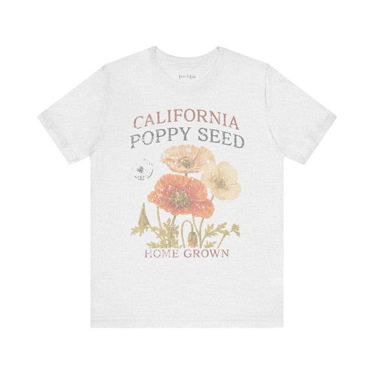Poppy Seed, Faded Vintage Print - Bella Canvas Super Soft Fitted T Shirt