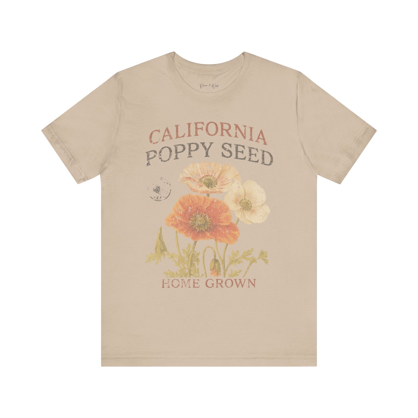 Poppy Seed, Faded Vintage Print - Bella Canvas Super Soft Fitted T Shirt
