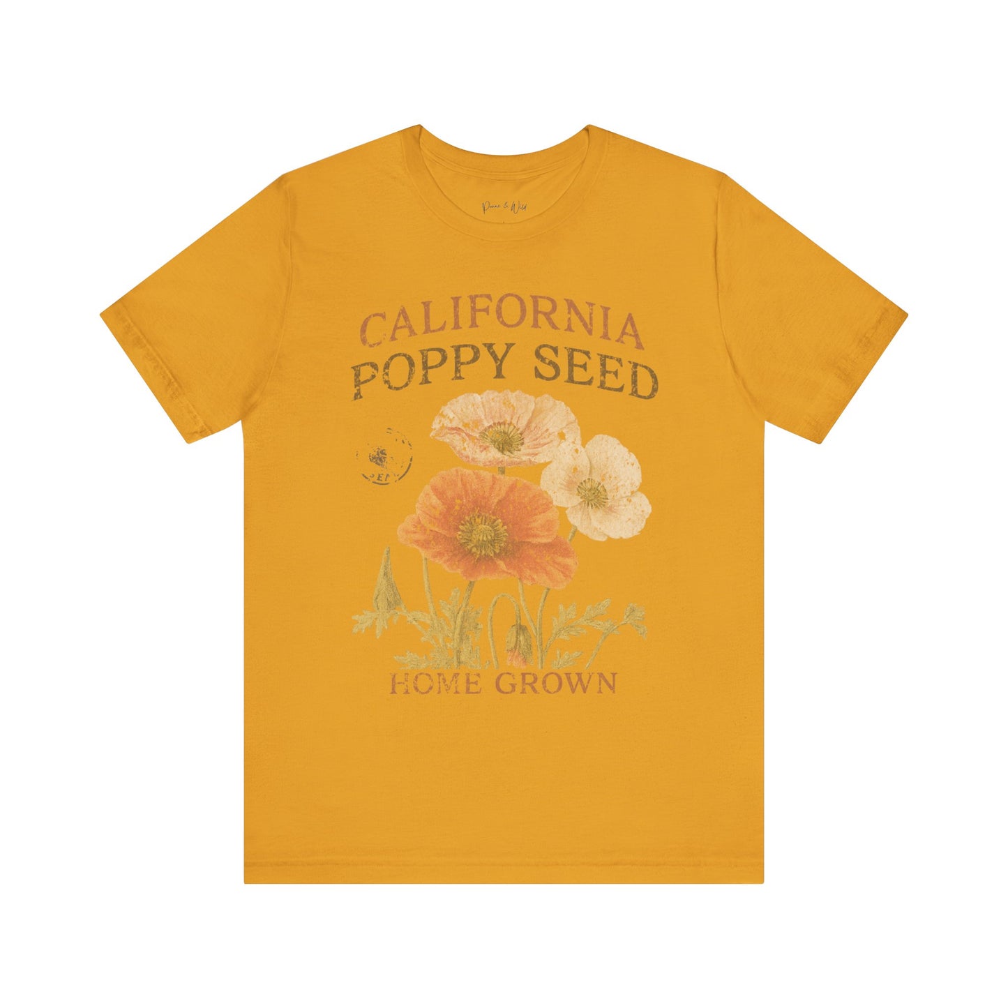 Poppy Seed, Faded Vintage Print - Bella Canvas Super Soft Fitted T Shirt