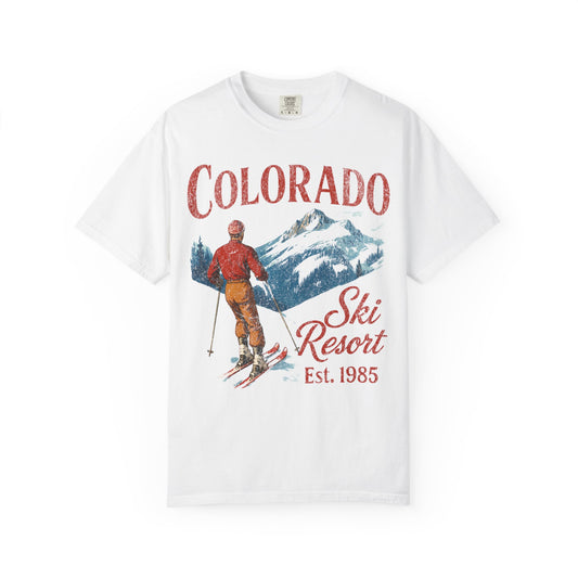 Colorado Ski Resort, Vintage Patina Print - Comfort Colors Relaxed Fit Premium T Shirt