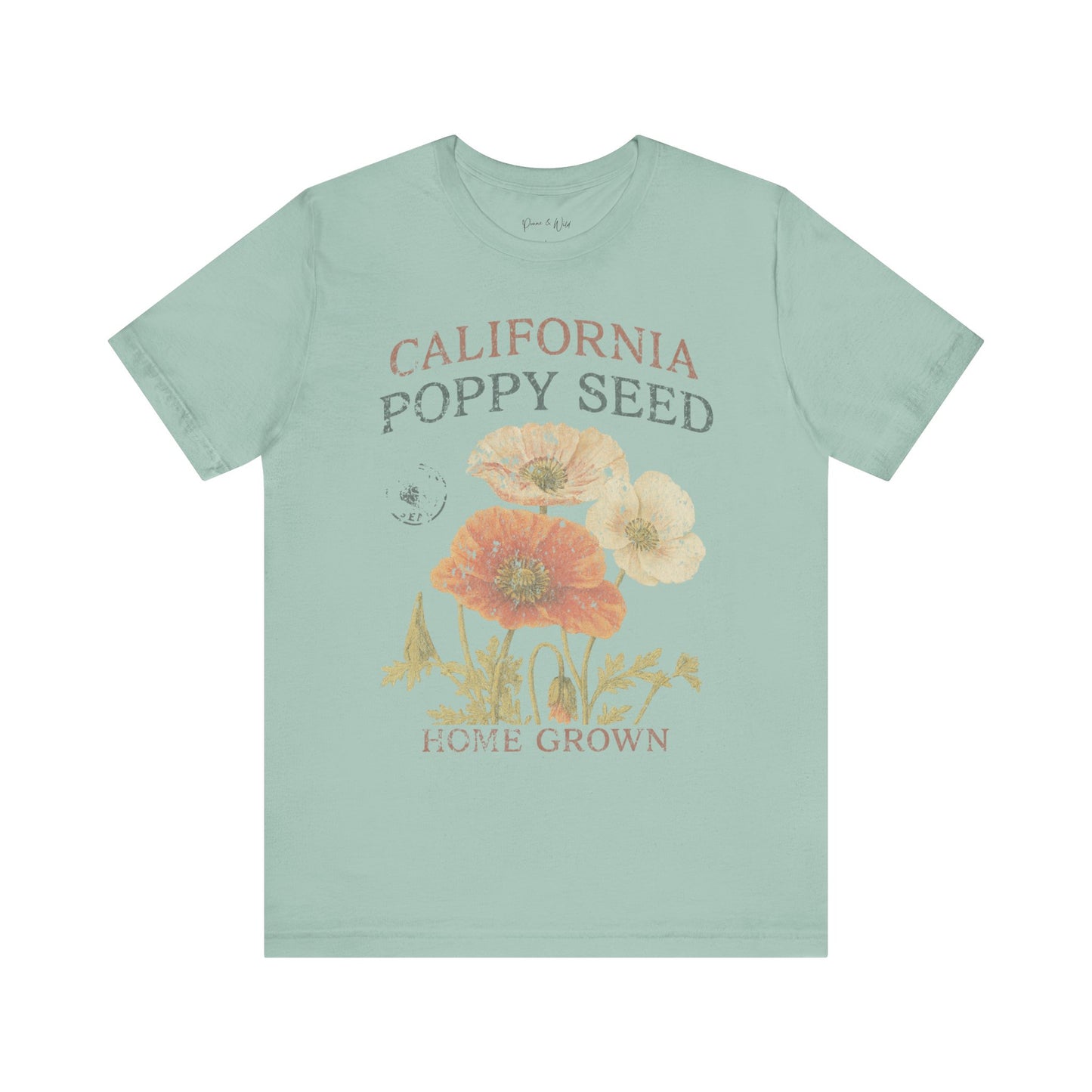 Poppy Seed, Faded Vintage Print - Bella Canvas Super Soft Fitted T Shirt