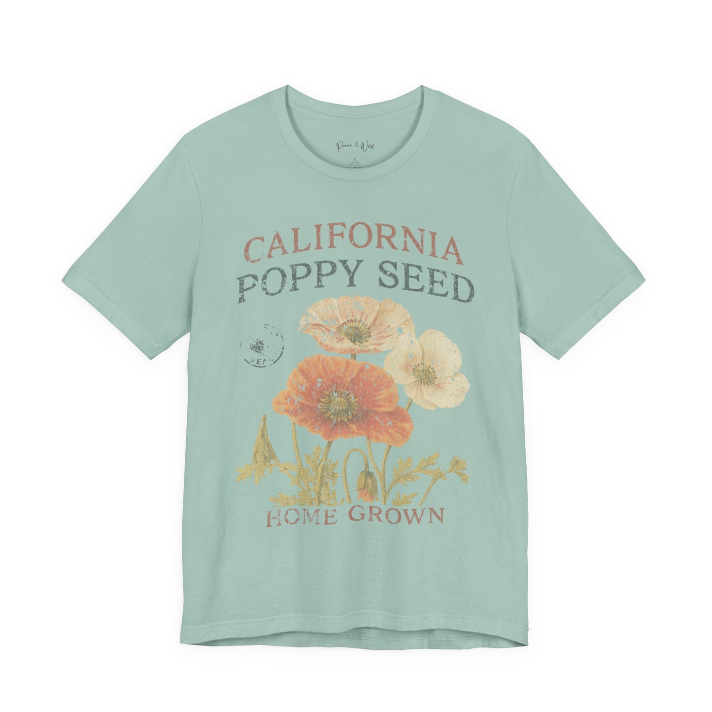 Poppy Seed, Faded Vintage Print - Bella Canvas Super Soft Fitted T Shirt