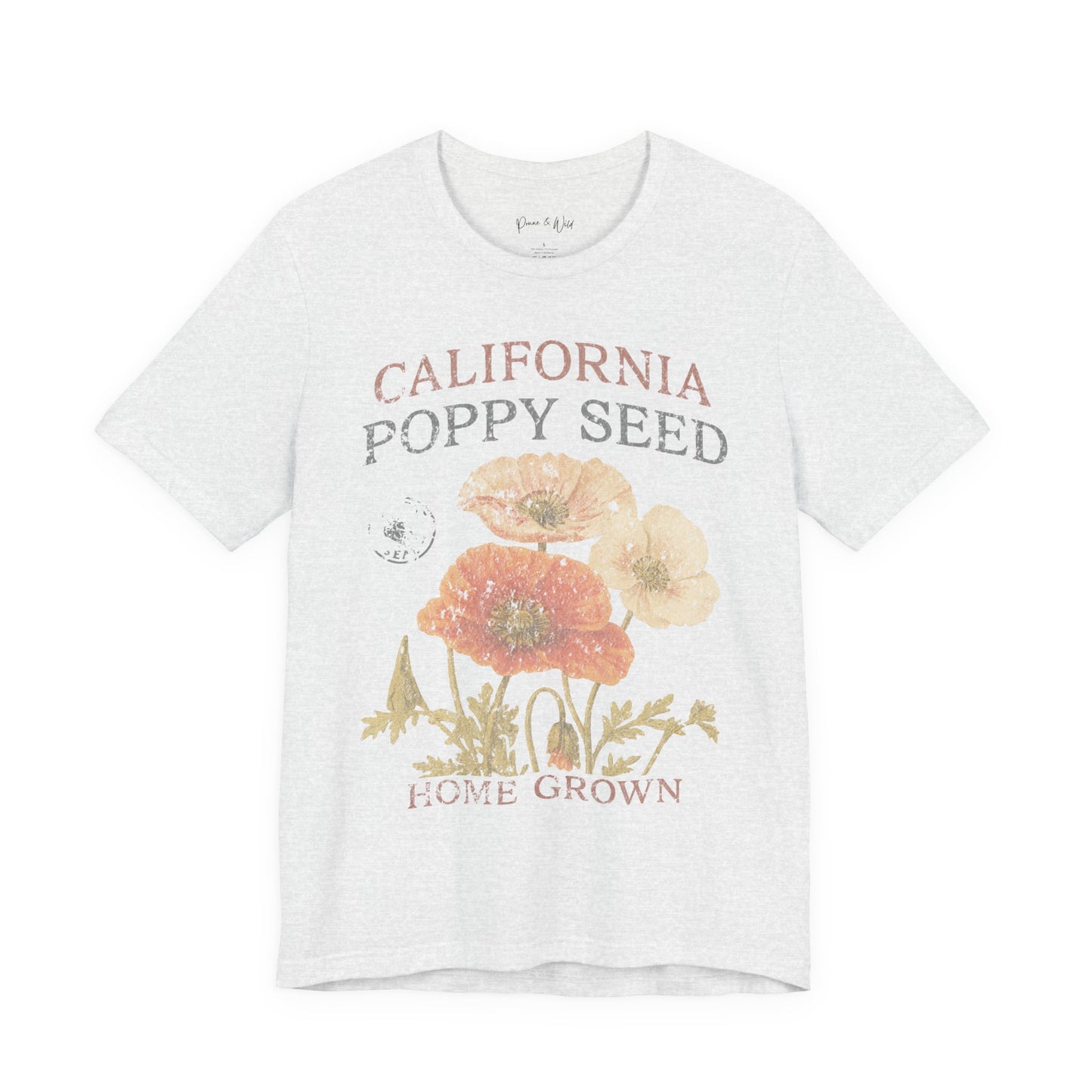 Poppy Seed, Faded Vintage Print - Bella Canvas Super Soft Fitted T Shirt