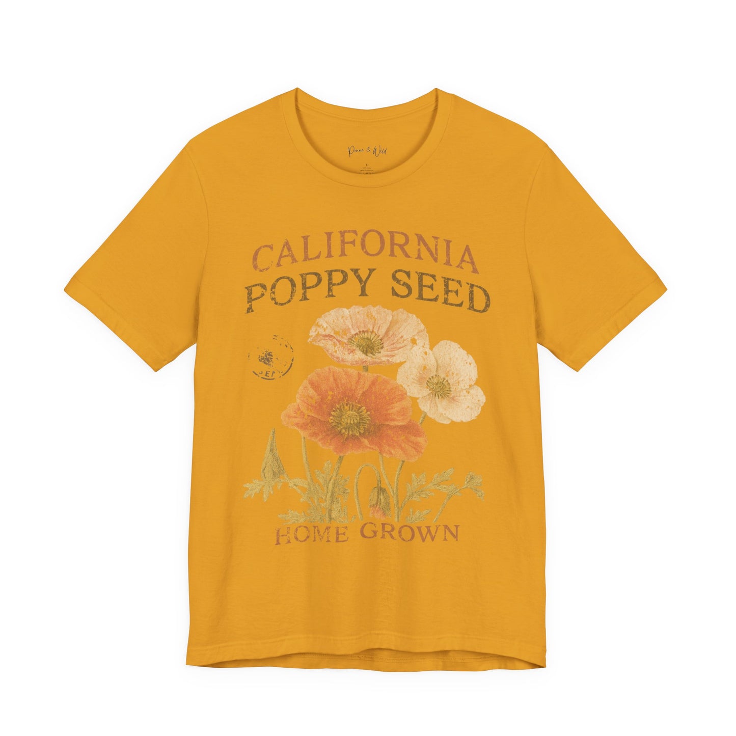 Poppy Seed, Faded Vintage Print - Bella Canvas Super Soft Fitted T Shirt