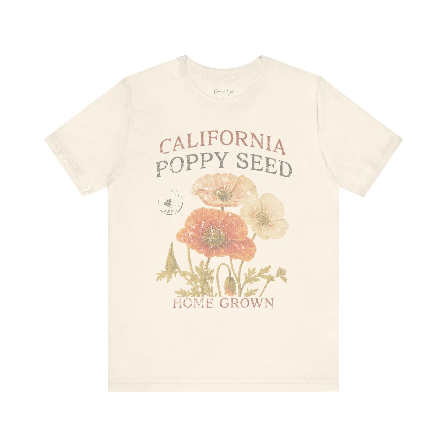 Poppy Seed, Faded Vintage Print - Bella Canvas Super Soft Fitted T Shirt