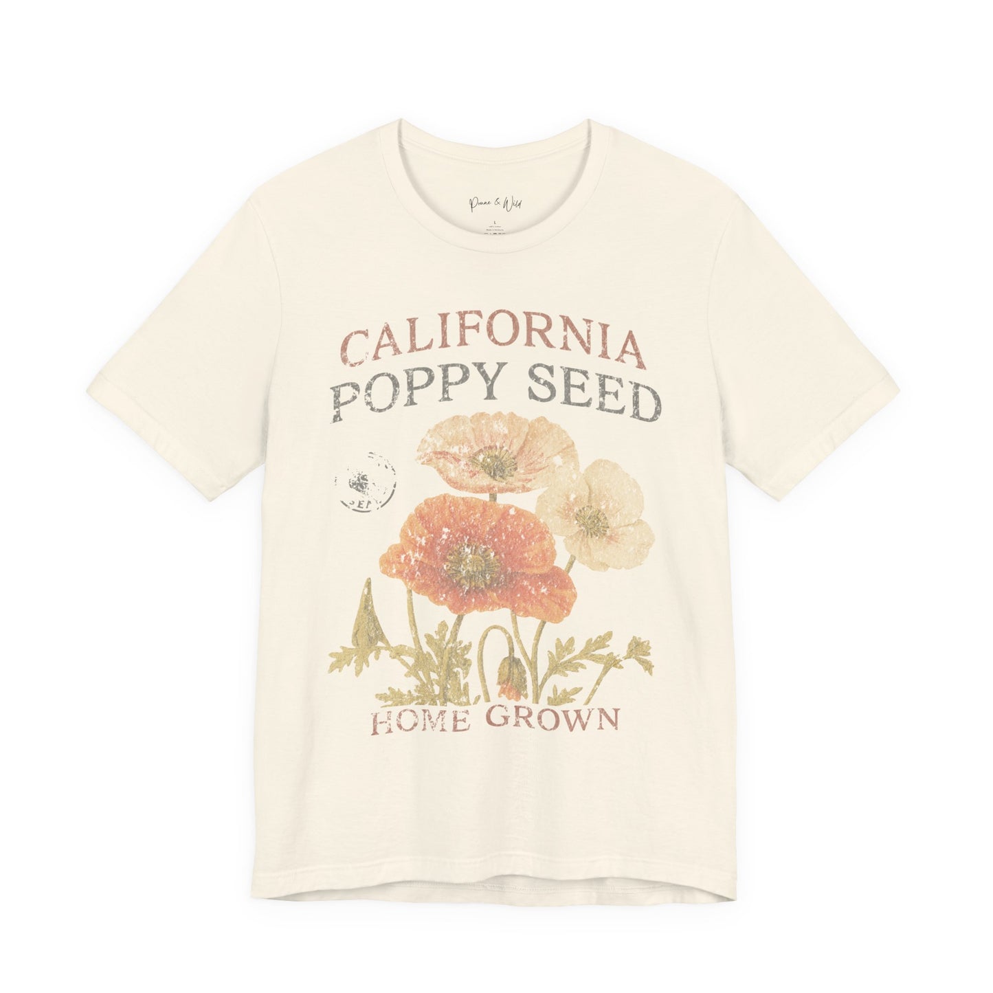 Poppy Seed, Faded Vintage Print - Bella Canvas Super Soft Fitted T Shirt