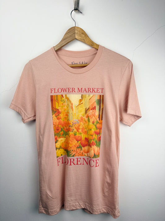 Flower Market, Vintage Distressed Poster- Bella Canvas Super Soft Fitted T Shirt